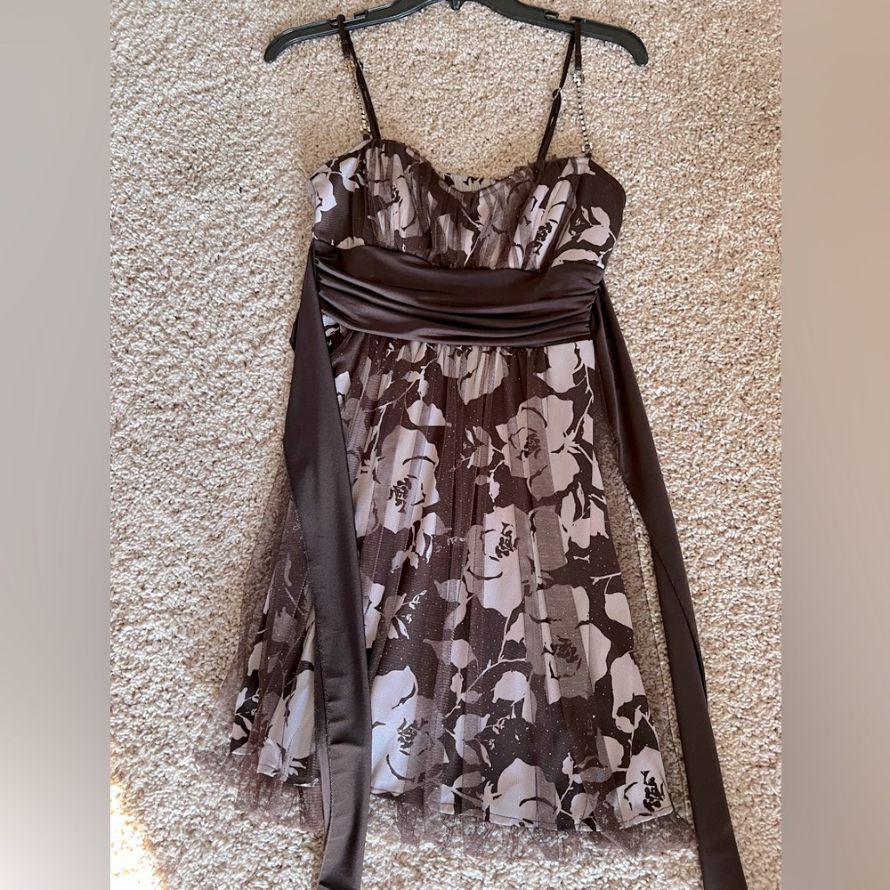 Brown and Cream Dress. Size Medium